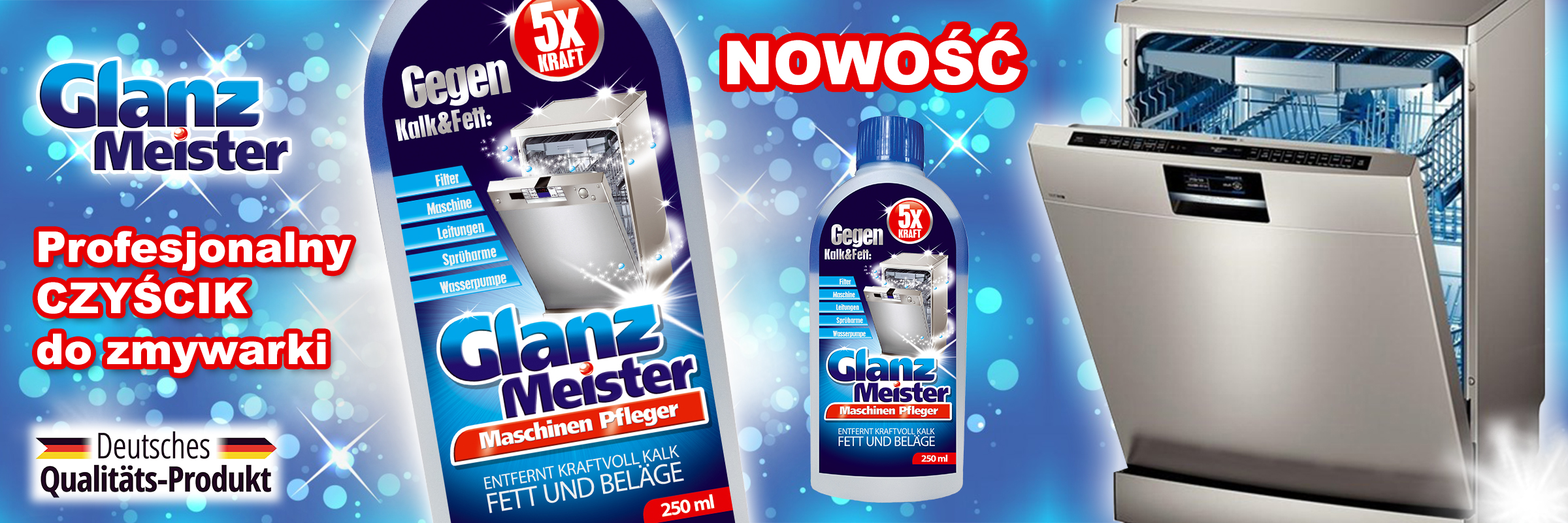Nowość w ofercie - czyścik do zmywarki w płynie GlanzMeister 250 ml